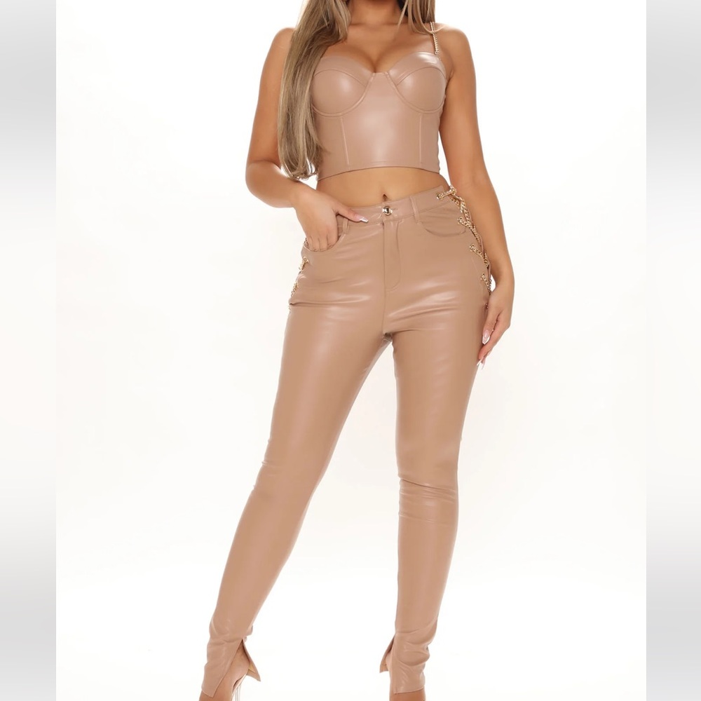 Fashion nova going after you faux leather pant set medium